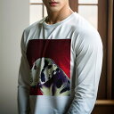 長袖Tシャツ 人間用 メンズ 秋春夏 プリント レジャー アウトドア カジュアル かわいい 犬ファン 赤 ダルメシアン 背景(4)