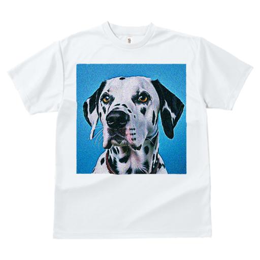 Tシャツ レディース 犬ファン 半袖 春夏 犬柄 プリント カジュアル かわいい 人間用 フィットネス ダンス 青背景 ダルメシアン スポット模様