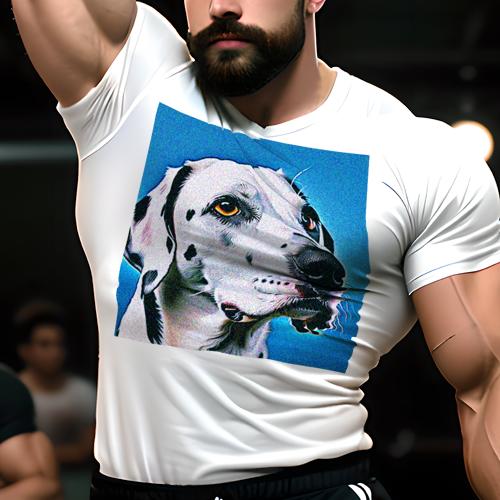 Tシャツ メンズ キッズ 犬ファン 半袖 春夏 犬柄 プリント カジュアル かわいい 人間用 フィットネス ダンス 青い背景 ダルメシアン