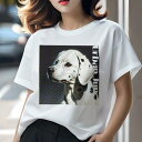 Tシャツ レディース 犬ファン 半袖 春夏 犬柄 プリント カジュアル かわいい 人間用 フィットネス ダンス 都会 ダルメシアン 模様 白黒 クール(4)