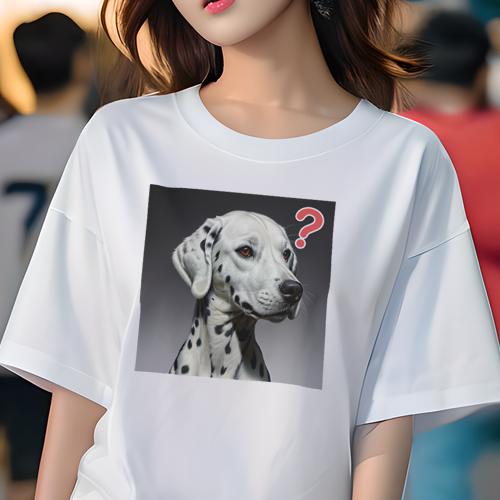 Tシャツ レディース 犬ファン 半袖 春夏 犬柄 プリント カジュアル かわいい 人間用 フィットネス ダンス はてなマーク ダルメシアン