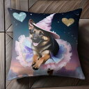 星 ジャーマンシェパード ハート 魔法の帽子 チュチュスカート 空 クッションカバー 45×45cm アニマル柄 おしゃれ 可愛い クッション本体付き 正方形 犬ファン