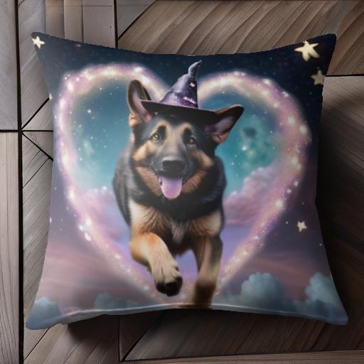 魔法の帽子 ジャーマンシェパードドッグ ハート 星 夜空 雲 クッションカバー 45×45cm アニマル柄 おしゃれ 可愛い クッション本体付き 正方形 犬ファン 魔法の帽子 ジャーマンシェパードドッグ ハート 星 夜空 雲 クッションカバー 45×45cm アニマル柄 おしゃれ 可愛い クッション本体付き 正方形 犬ファン