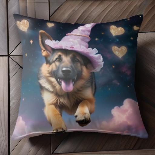 魔法の帽子 ジャーマンシェパードドッグ ハート 星 雲 クッションカバー 45×45cm アニマル柄 おしゃれ 可愛い クッション本体付き 正方形 犬ファン 魔法の帽子 ジャーマンシェパードドッグ ハート 星 雲 クッションカバー 45×45cm アニマル柄 おしゃれ 可愛い クッション本体付き 正方形 犬ファン