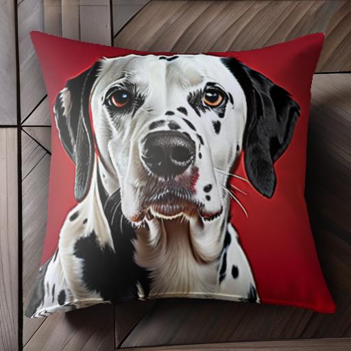 赤 ダルメシアン クッションカバー 45×45cm アニマル柄 おしゃれ 可愛い クッション本体付き 正方形 犬..