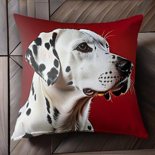 赤い背景 ダルメシアン クッションカバー 45×45cm アニマル柄 おしゃれ 可愛い クッション本体付き 正..