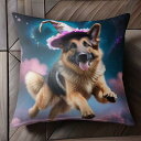 魔法の帽子 ジャーマンシェパード 星 空 夢 クッションカバー 45×45cm アニマル柄 おしゃれ 可愛い クッション本体付き 正方形 犬ファン
