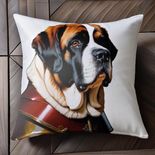 アーマー セントバーナード 騎士 ドッグポートレート 強さ 威厳 クッションカバー 45×45cm アニマル柄 ..