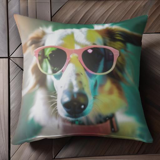 サングラス ボルゾイ カラー ハッピー クッションカバー 45×45cm アニマル柄 おしゃれ 可愛い クッション本体付き 正方形 犬ファン