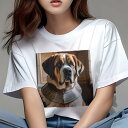 Tシャツ レディース 犬ファン 半袖 春夏 犬柄 プリント カジュアル かわいい 人間用 フィットネス ダンス 甲冑 セントバーナード 騎士 中世(4)