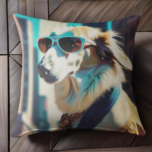 サングラス サルーキ 都市 ビル 犬 街 クッションカバー 45×45cm アニマル柄 おしゃれ 可愛い クッション本体付き 正方形 犬ファン