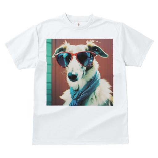 Tシャツ メンズ キッズ 犬ファン 半袖 春夏 犬柄 プリント カジュアル かわいい 人間用 フィットネス ダンス サングラス ボルゾイ スカーフ