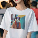 Tシャツ レディース 犬ファン 半袖 春夏 犬柄 プリント カジュアル かわいい 人間用 フィットネス ダンス サングラス ボルゾイ コート スカーフ 街 ファ...