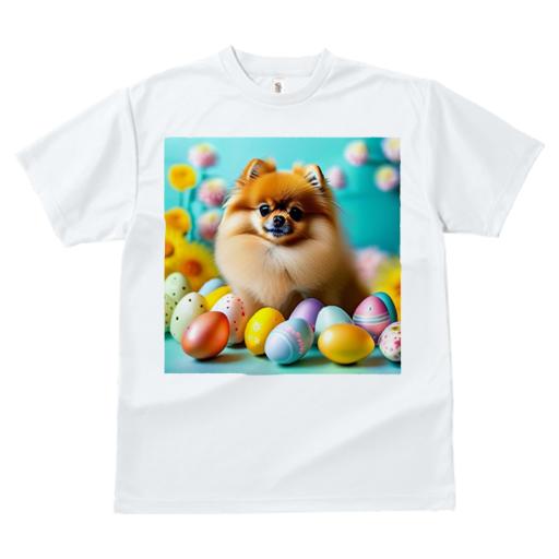 Tシャツ レディース 犬ファン 半袖 春夏 犬柄 プリント カジュアル かわいい 人間用 フィットネス ダンス イースターエッグ ポメラニアン 花 春