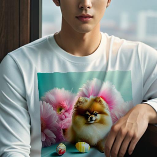 長袖Tシャツ 人間用 メンズ 秋春夏 プリント レジャー アウトドア カジュアル かわいい 犬ファン 花 ポメラニアン イースターエッグ ピンクの花 デイジー 長袖Tシャツ 人間用 メンズ 秋春夏 プリント レジャー アウトドア カジュアル かわいい 犬ファン 花 ポメラニアン イースターエッグ ピンクの花 デイジー