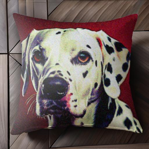 赤背景 ダルメシアン スポット柄 犬の肖像 クッションカバー 45×45cm アニマル柄 おしゃれ 可愛い クッ..