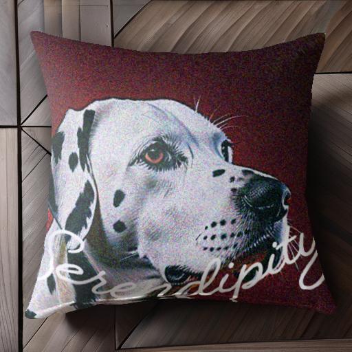 赤 ダルメシアン セレンディピティ テキスト クッションカバー 45×45cm アニマル柄 おしゃれ 可愛い ク..