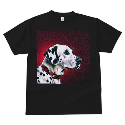 Tシャツ メンズ キッズ 犬ファン 半袖 春夏 犬柄 プリント カジュアル かわいい 人間用 フィットネス ダンス 赤い背景 ダルメシアン 首輪 犬の横顔