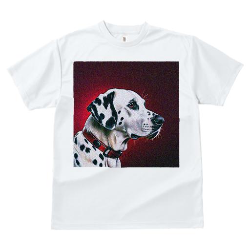 Tシャツ メンズ キッズ 犬ファン 半袖 春夏 犬柄 プリント カジュアル かわいい 人間用 フィットネス ダンス 赤い背景 ダルメシアン 首輪 犬の横顔