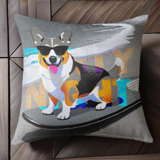 サーフィン コーギー サングラス ビーチ 波 クッションカバー 45×45cm アニマル柄 おしゃれ 可愛い ク..