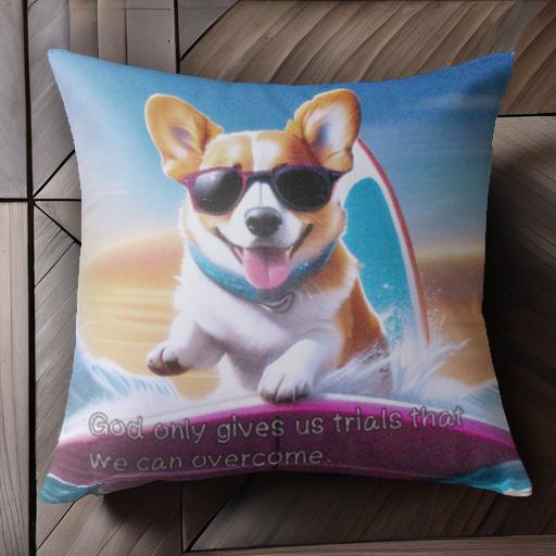 サーフィン コーギー サングラス 波 青い空 夕日 クッションカバー 45×45cm アニマル柄 おしゃれ 可愛..