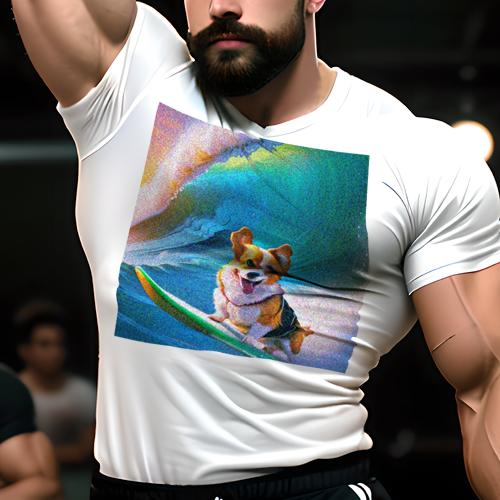 Tシャツ メンズ キッズ 犬ファン 半袖 春夏 犬柄 プリント カジュアル かわいい 人間用 フィットネス ダンス サーフィン ウェルシュコーギー 波 海 犬 Tシャツ メンズ キッズ 犬ファン 半袖 春夏 犬柄 プリント カジュアル かわいい 人間用 フィットネス ダンス サーフィン ウェルシュコーギー 波 海 犬