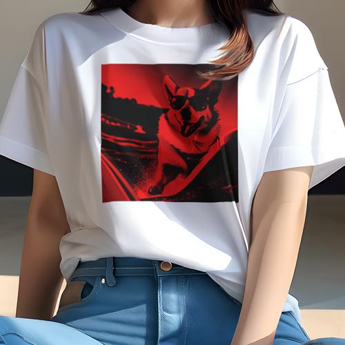 Tシャツ レディース 犬ファン 半袖 春夏 犬柄 プリント カジュアル かわいい 人間用 フィットネス ダンス サングラス コーギー サーフィン