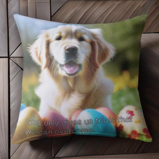 カラフルな卵 ゴールデンレトリバー 芝生 背景の花 クッションカバー 45×45cm アニマル柄 おしゃれ 可愛い クッション本体付き 正方形 犬ファン カラフルな卵 ゴールデンレトリバー 芝生 背景の花 クッションカバー 45×45cm アニマル柄 おしゃれ 可愛い クッション本体付き 正方形 犬ファン