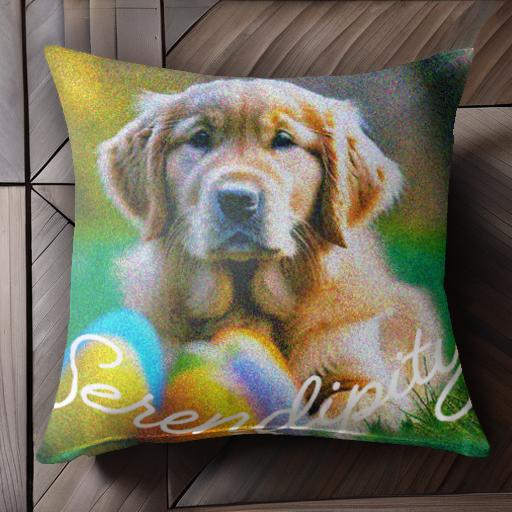 芝生 ゴールデンレトリバー カラフルなボール セレンディピティ クッションカバー 45×45cm アニマル柄 ..