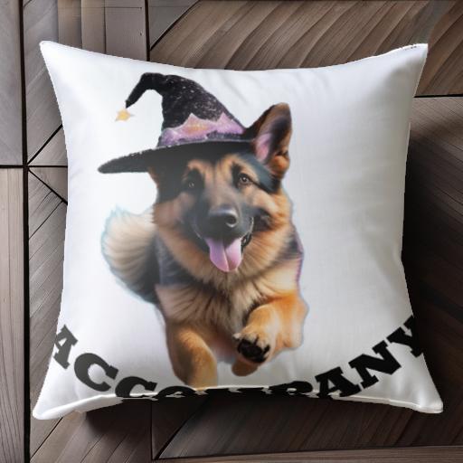 魔法の帽子 ジャーマンシェパード 楽しそう 文字 ACCOMPANY クッションカバー 45×45cm アニマル柄 おし..