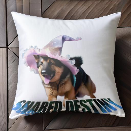 紫の帽子 ジャーマンシェパード クッションカバー 45×45cm アニマル柄 おしゃれ 可愛い クッション本体付き 正方形 犬ファン