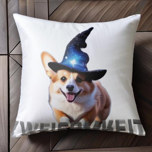 魔法使いの帽子 コーギー ドイツ語 クッションカバー 45×45cm アニマル柄 おしゃれ 可愛い クッション..