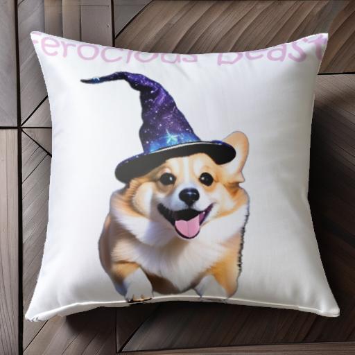 魔法の帽子 コーギー クッションカバー 45×45cm アニマル柄 おしゃれ 可愛い クッション本体付き 正方形 犬ファン
