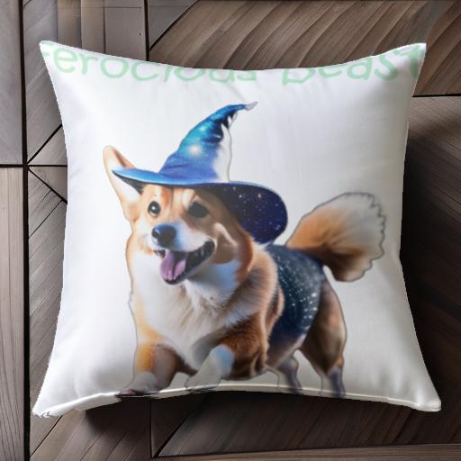 帽子 コーギー 魔法 かわいい 楽しそう クッションカバー 45×45cm アニマル柄 おしゃれ 可愛い クッシ..