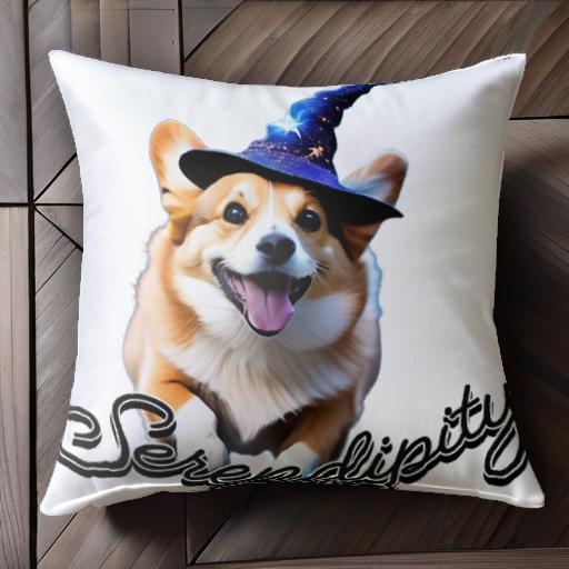 魔法使いの帽子 コーギー 幸運 楽しさ クッションカバー 45×45cm アニマル柄 おしゃれ 可愛い クッション本体付き 正方形 犬ファン