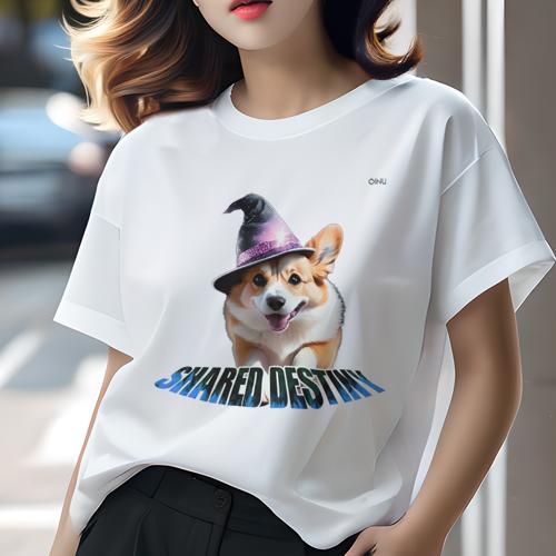 Tシャツ レディース 犬ファン 半袖 春夏 犬柄 プリント カジュアル かわいい 人間用 フィットネス ダンス 帽子 ウェルシュコーギーペンブローク 文字