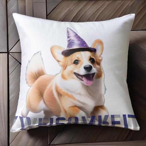 帽子 コーギー ZWEISAMKEIT クッションカバー 45×45cm アニマル柄 おしゃれ 可愛い クッション本体付き 正方形 犬ファン