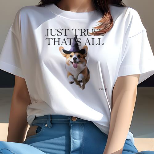 Tシャツ レディース 犬ファン 半袖 春夏 犬柄 プリント カジュアル かわいい 人間用 フィットネス ダンス 魔女の帽子 コーギー