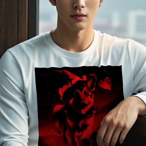 長袖Tシャツ 人間用 メンズ 秋春夏 プリント レジャー アウトドア カジュアル かわいい 犬ファン ハート ジャーマンシェパードドッグ 帽子 夜空