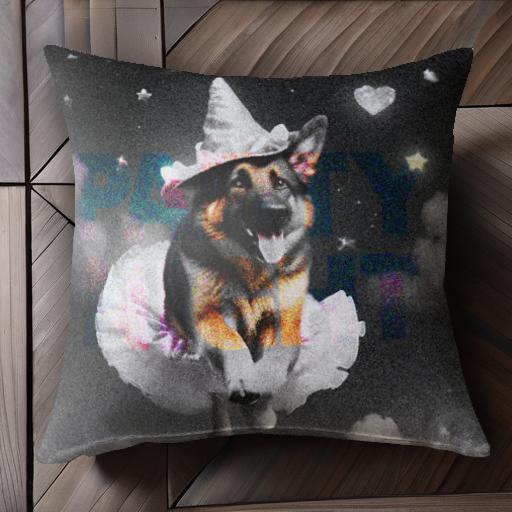 ハート ジャーマンシェパード 帽子 雲 魔法使い クッションカバー 45×45cm アニマル柄 おしゃれ 可愛い..