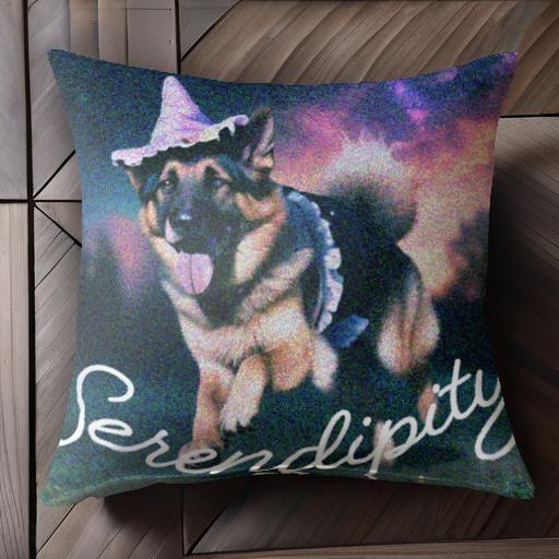 魔女の帽子 ジャーマンシェパードドッグ 夜空 犬のコスチューム クッションカバー 45×45cm アニマル柄 おしゃれ 可愛い クッション本体付き 正方形 犬ファン
