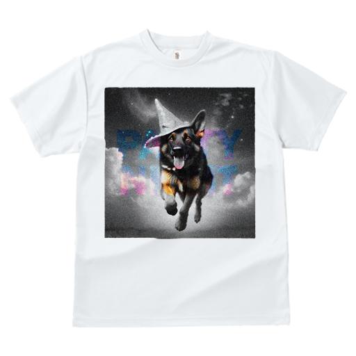 Tシャツ メンズ キッズ 犬ファン 半袖 春夏 犬柄 プリント カジュアル かわいい 人間用 フィットネス ダンス 帽子 ジャーマンシェパード 夜空 雲 飛ぶ犬