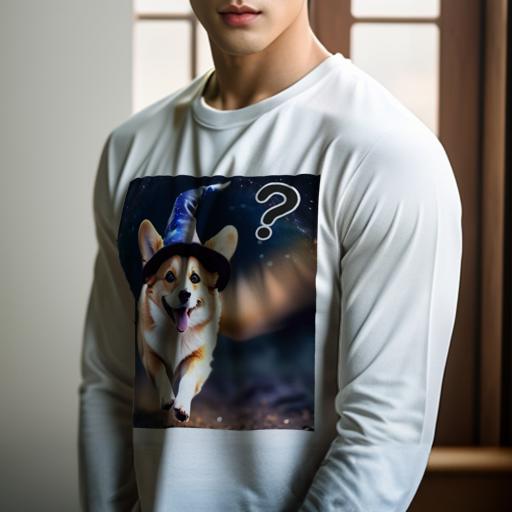 長袖Tシャツ 人間用 メンズ 秋春夏 プリント レジャー アウトドア カジュアル かわいい 犬ファン 魔法使いの帽子 コーギー 夜空 星