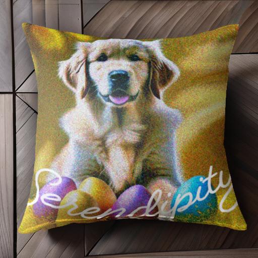 卵 ゴールデンレトリバー 多色卵 黄色の背景 クッションカバー 45×45cm アニマル柄 おしゃれ 可愛い ク..