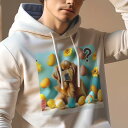 パーカー 人間用 メンズ 秋春夏 プリント レジャー ポケットレス プルオーバーパーカー カジュアル かわいい 犬ファン ひまわり ゴールデンレトリバー イースターエッグ クエスチョンマーク(4)