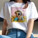 Tシャツ レディース 犬ファン 半袖 春夏 犬柄 プリント カジュアル かわいい 人間用 フィットネス ダンス たまご ゴールデンレトリバー カラフル イースター