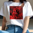 Tシャツ レディース 犬ファン 半袖 春夏 犬柄 プリント カジュアル かわいい 人間用 フィットネス ダンス 卵 ゴールデンレトリバー 花(4)