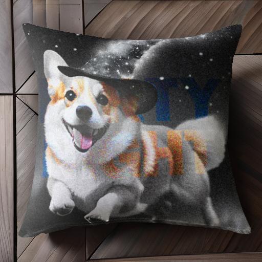 帽子 ウェルシュコーギーペンブローク 星空 クッションカバー 45×45cm アニマル柄 おしゃれ 可愛い クッション本体付き 正方形 犬ファン
