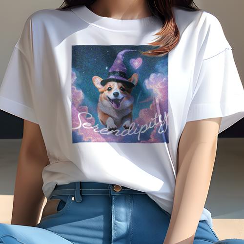 Tシャツ レディース 犬ファン 半袖 春夏 犬柄 プリント カジュアル かわいい 人間用 フィットネス ダンス 魔法の帽子 コーギー ハート 雲 夜空 Tシャツ レディース 犬ファン 半袖 春夏 犬柄 プリント カジュアル かわいい 人間用 フィットネス ダンス 魔法の帽子 コーギー ハート 雲 夜空