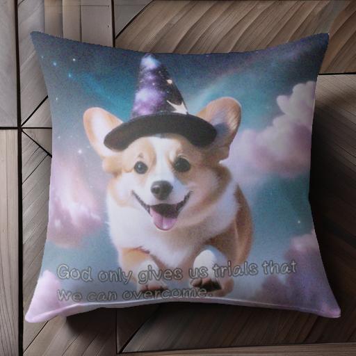 帽子 コーギー 雲 魔法 星空 クッションカバー 45×45cm アニマル柄 おしゃれ 可愛い クッション本体付..